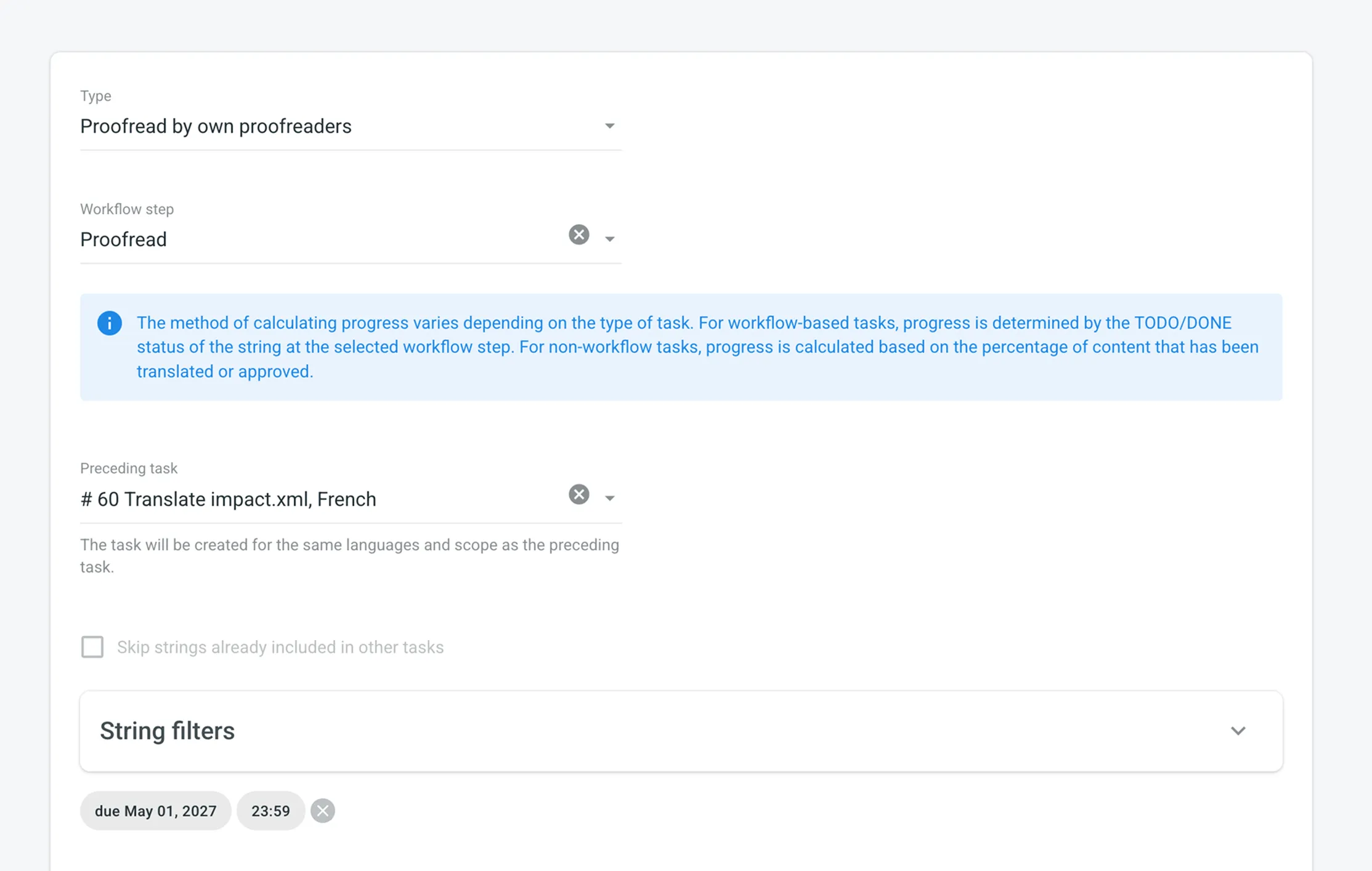 Select preceding translation task